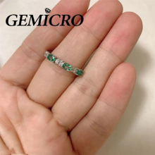 Gemicro Spot Spike Natural Emerald Rings of 3pcs 3X4mm Stone and 925 Sterling Silver for Women Jewelry Wear with Platinum Plated