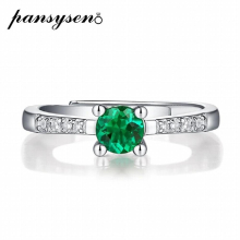 Solid 925 Sterling Silver 5MM Round Cut Emerald Lab Moissanite Birthstone Resizable Rings for Women Party Fine Jewelry