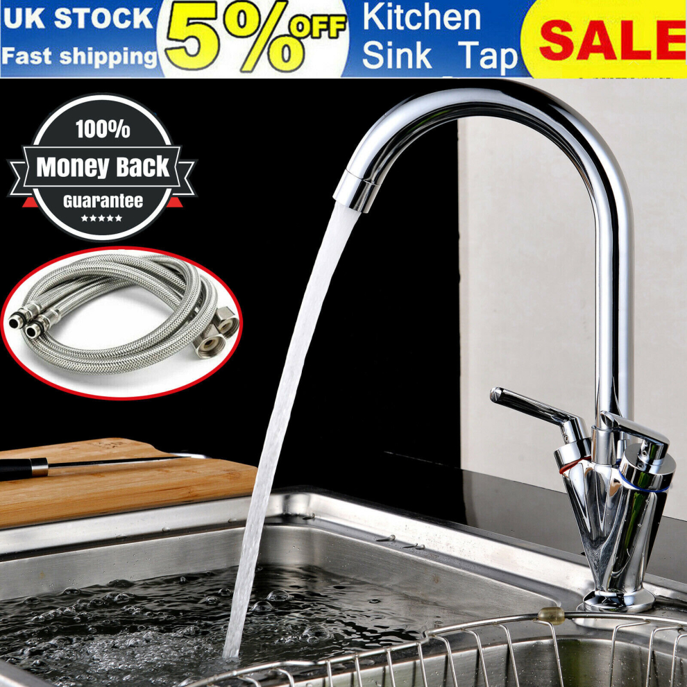 Twin Lever Mixer Tap for Kitchen Bathroom Sink Faucet Sink Tap Hot & Cold Mixer Dual Levers Modern Design with Hoses