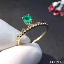 boutique jewelry 925 sterling silver inlaid natural emerald gemstone female ring support detection