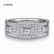 925 Sterling Silver Band Ring for Women Thick Emerald Band Ring Office Lady Versatile Finger Band Ring for Women