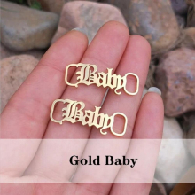 Gothic Baby Girl Letter Shoelace Individuation Running Shoe Stainless Steel Left RightShoe Tags Jewelry For Women and Men