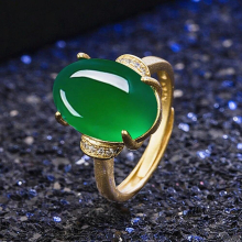Vintage green jade agate emerald gemstones rings for women 14k jewelry bijoux accessory party bague