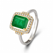 High Silver Engagement Ring Emerald Cut Green Emerald Tourmaline Rings For Women Gift