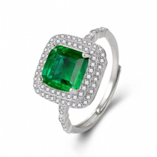 S925 Silver Tourmaline Stone Green Emerald Ring Sterling Silver Engagement Wedding Rings For Women Gift
