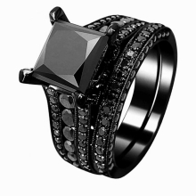 His Her Couple Rings 316L Stainless Steel Princess Cut Cubic Zirconia Engagement Wedding Jewelry Set