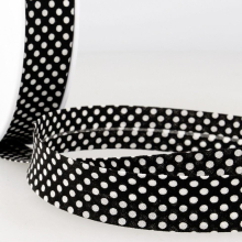 Stephanoise 20mm Dotty Bias Binding Tape Black White - per metre