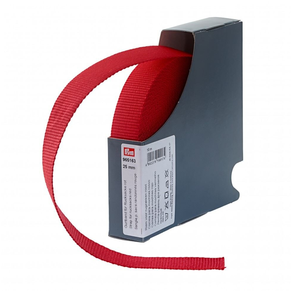 Prym 25Mm Rucksack Bag Strap Webbing Red - Per Metre