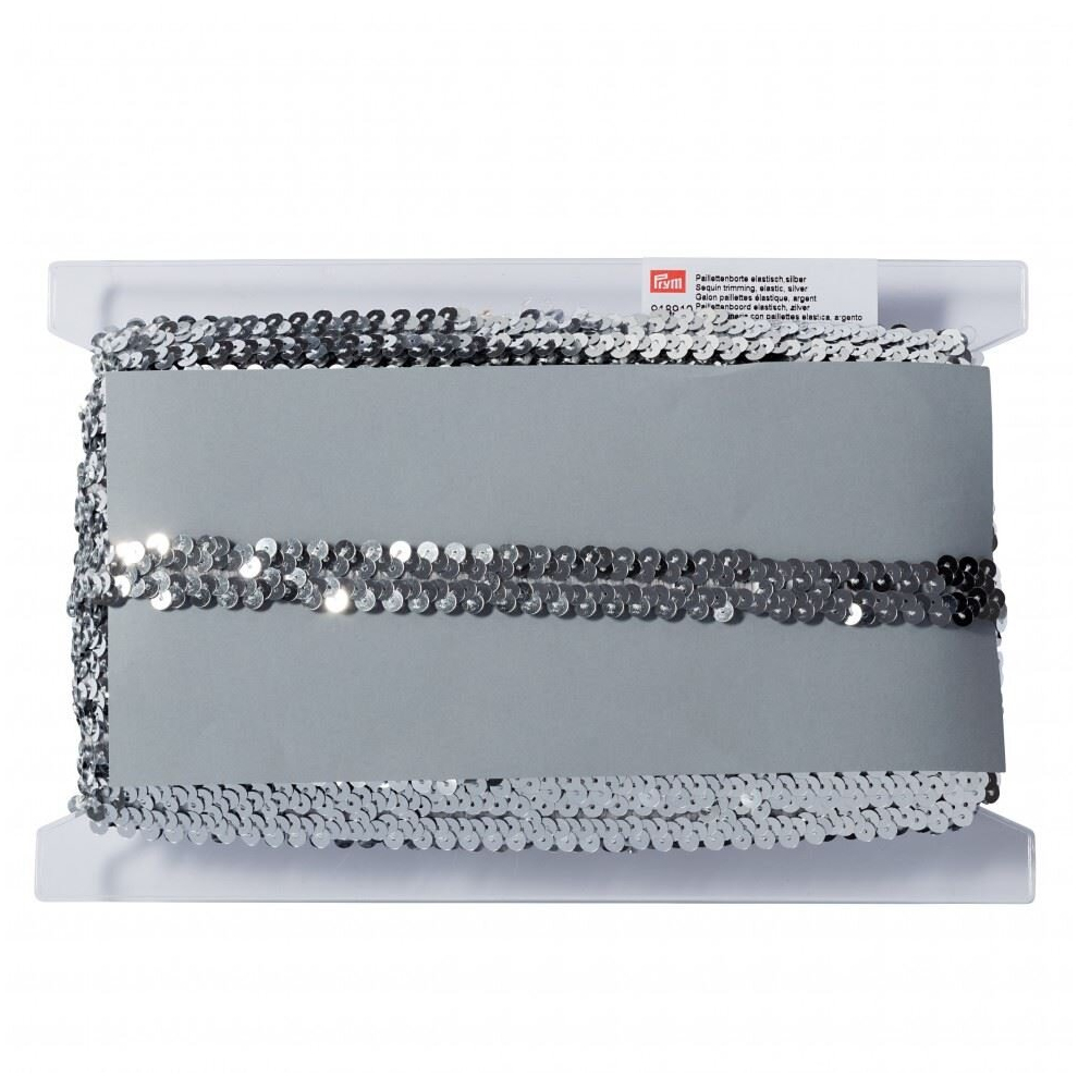 Prym 25mm Sequin Elastic Trim Silver - per metre