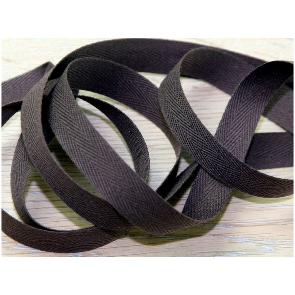 Prym 15mm Strong Cotton Herringbone Tape Dark Brown - per metre