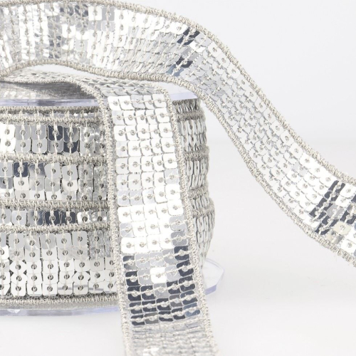 Stephanoise 10mm Sequin Trim Dark Silver - per metre