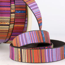 Stephanoise 9mm Faux Leather Lined Webbing Multi 3 - per metre