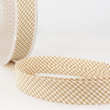 Stephanoise 30mm Gingham Bias Binding Tape Beige - per metre