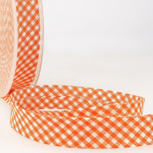 Stephanoise 30mm Gingham Bias Binding Tape Orange - per metre