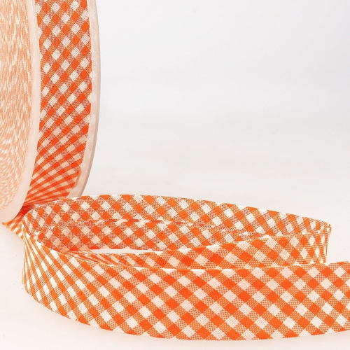 Stephanoise 20mm Gingham Bias Binding Tape Orange - per metre