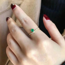 Hot Selling Ins Style 925 Sterling Silver Jewelry Emerald Tourmaline Ring For Women Gift