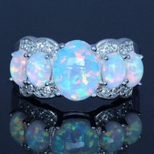 Egg Shape Fire Opal Stones Rings for Woman Silver Jewlery Accessory Rings for
