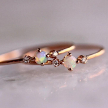 Opal Wedding Ring For Women Style Finger Ring Crystal Thin Hoops Hand Bands Ring Size 5 - 10 Bridal Wedding