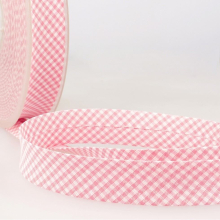Stephanoise 30mm Gingham Bias Binding Tape Light Pink - per metre