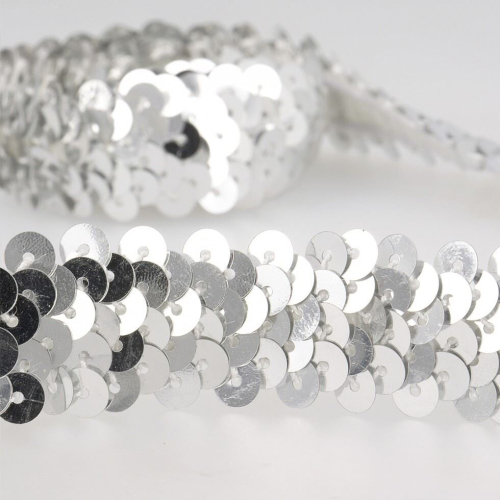 Stephanoise 20mm Stretch Sequin Trim White - per metre