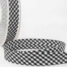Stephanoise 30mm Gingham Bias Binding Tape Black - per metre