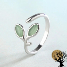 Gothic Style Opal Leaf Opening Rings for Woman Jewelry European and American Wedding Party Ring