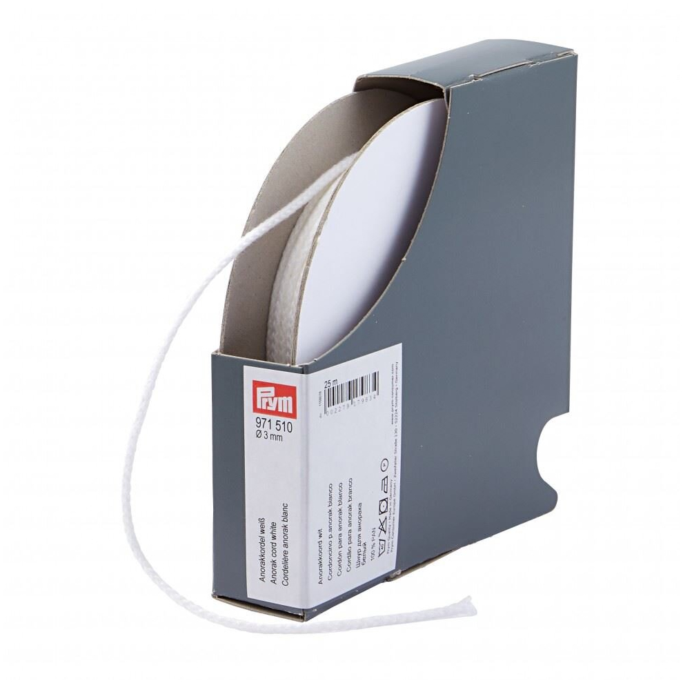Prym 3Mm Round Anorak Cord White - Per Metre