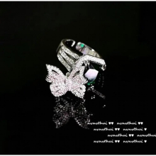 Emerald Butterfly Ring 18K Plated Colored Gemstone Zircon Drop Ring Set for women