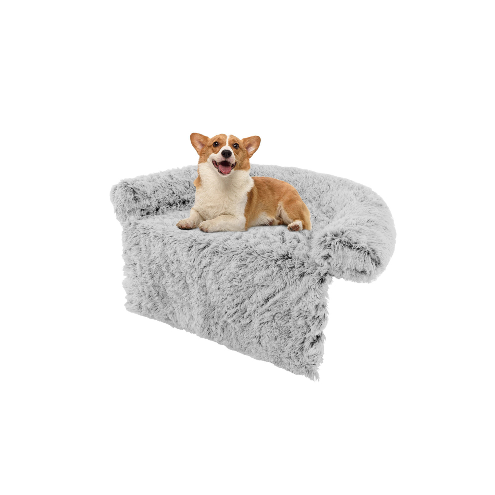 Plush Calming Dog Couch Bed Dog Sofa Bed Anti-Slip Bottom With Washable Cover