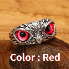 Vintage Finger Rings For Women Man Thai Silver Opal Eyes Owl Ring Open Anillo Bague Femme Retro Jewelry Accessories Party