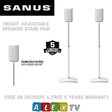 SANUS WSSE1A2 White Pair Height-Adjustable Speaker Stands For Sonos Era 100