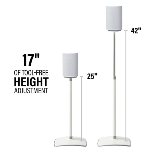 SANUS WSSE1A2 White Pair Height-Adjustable Speaker Stands For Sonos Era 100 1