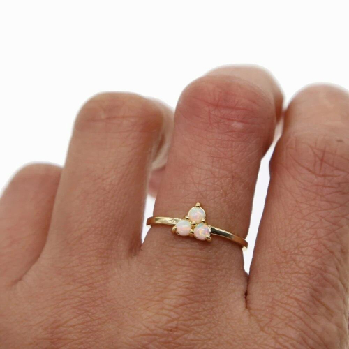 three stone three fire opal Top opals Wedding Ring Jewelry rings 2