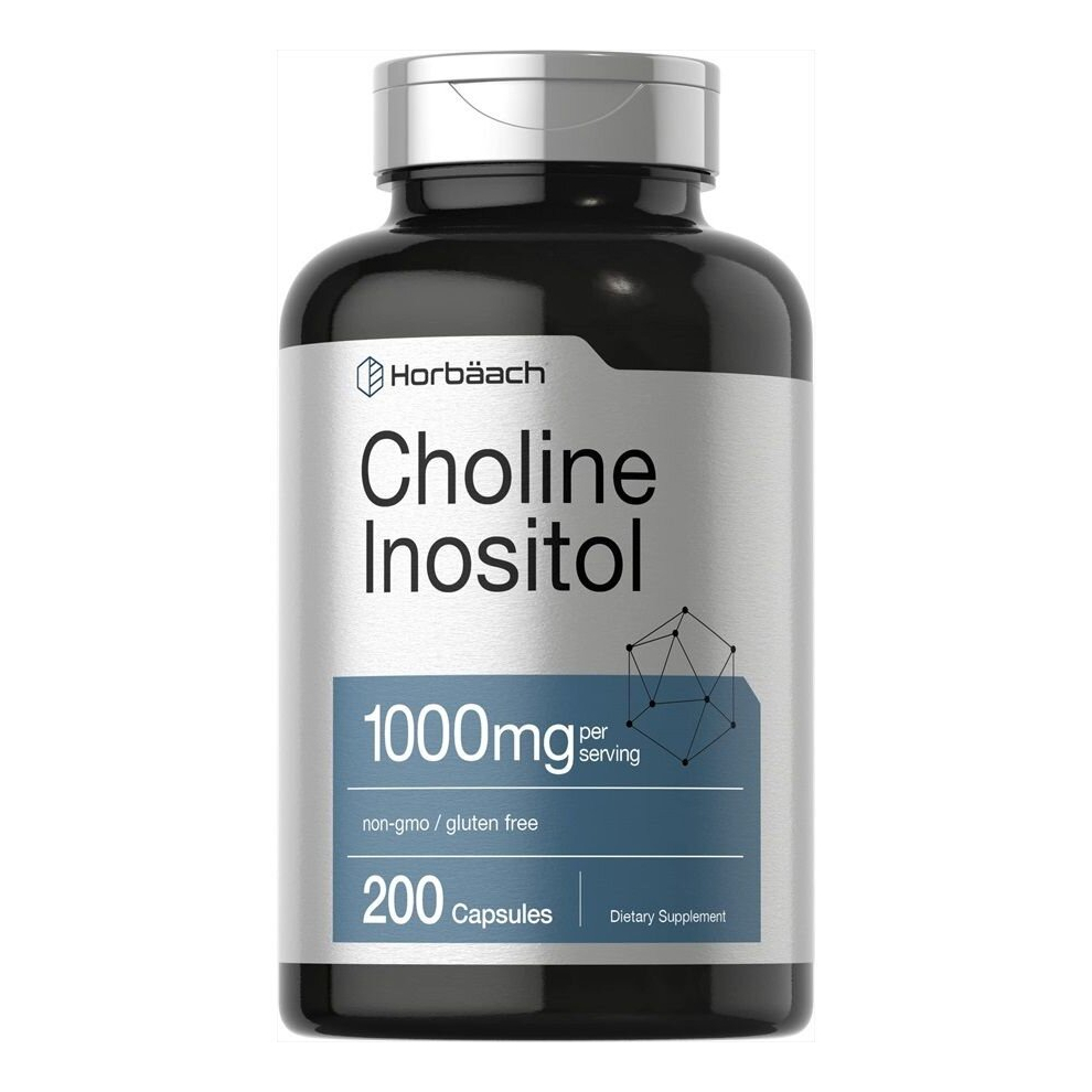 Choline Inositol 1000Mg Supplement 200 Capsules Non-Gmo, Gluten Free By Horbaach, Dietary Supplement