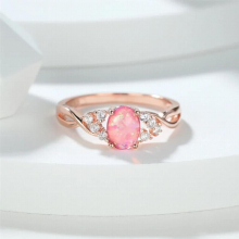 Oval Cut Purple Fire Opal Rings For Women Rose Wedding Bands Love Infinity Ring Promise Engagement Ring Jewelry