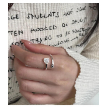 925 Sterling Silver Ring Geometry Line Braiding Loving Heart Opal Stone Zircon Ring Temperament Wild Women Ring Hand Jewel