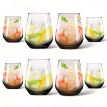 (8) 450ml Smoked Black Glass Drinking Bar Water Beverage Glasses Tumblers