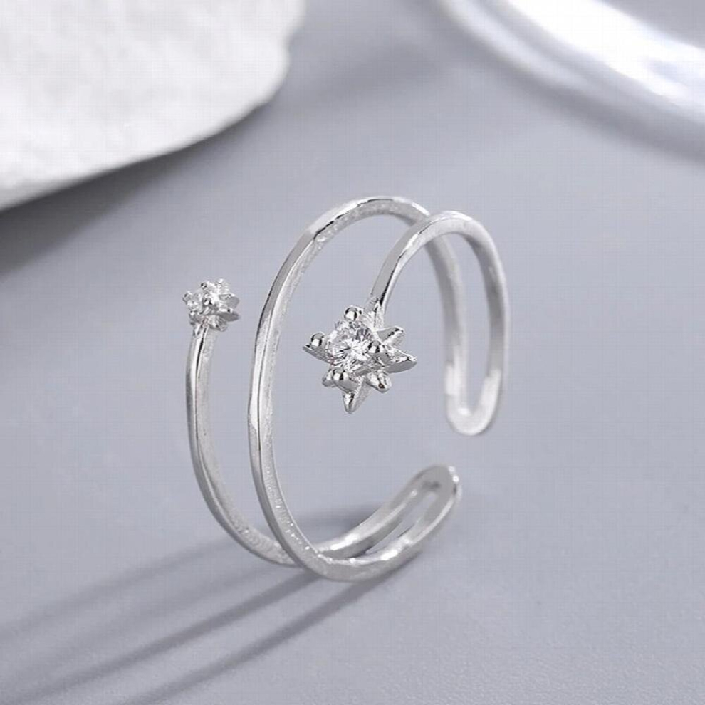 S925 sterling silver hexawn star opening ring temperament female jewelry-image-OPC-PCVWCXS-NEW