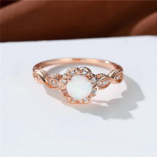 Fire Opal Round Stone Flower Ring Rose Silver Engagement Rings For Women Wedding Jewelry Versatile