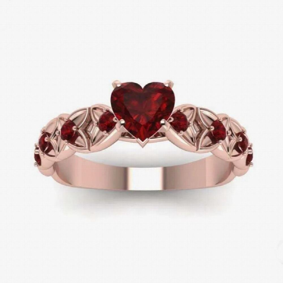 Zircon Ring Heart Ruby Cross Ring Engagement Rings for Women Wedding Jewelry Accessories Birthday Party Anniversary Gift