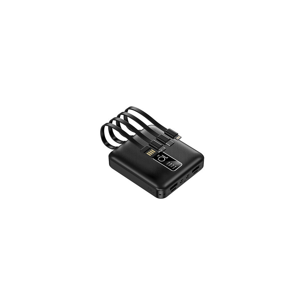 (Black) 20000mAh Mini Power Bank With Lights Phone Charger