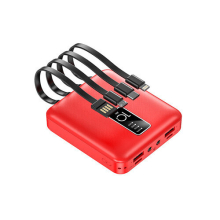 (Red) 20000mAh Mini Power Bank With Lights Phone Charger