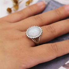Opal Ring Oval for Gorgeous Size Wedding Cut 6-10 Rings Women Silver