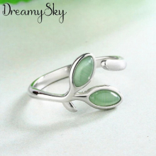 Boho Charming Opal Leaf Ring For Women Men Vintage Knuckle Party Finger Rings Punk Jewelry Girls Gift