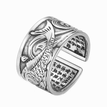 Koi Fish Pattern Opening Ring Minority Charm Men And Women Wear Jewelry Ring