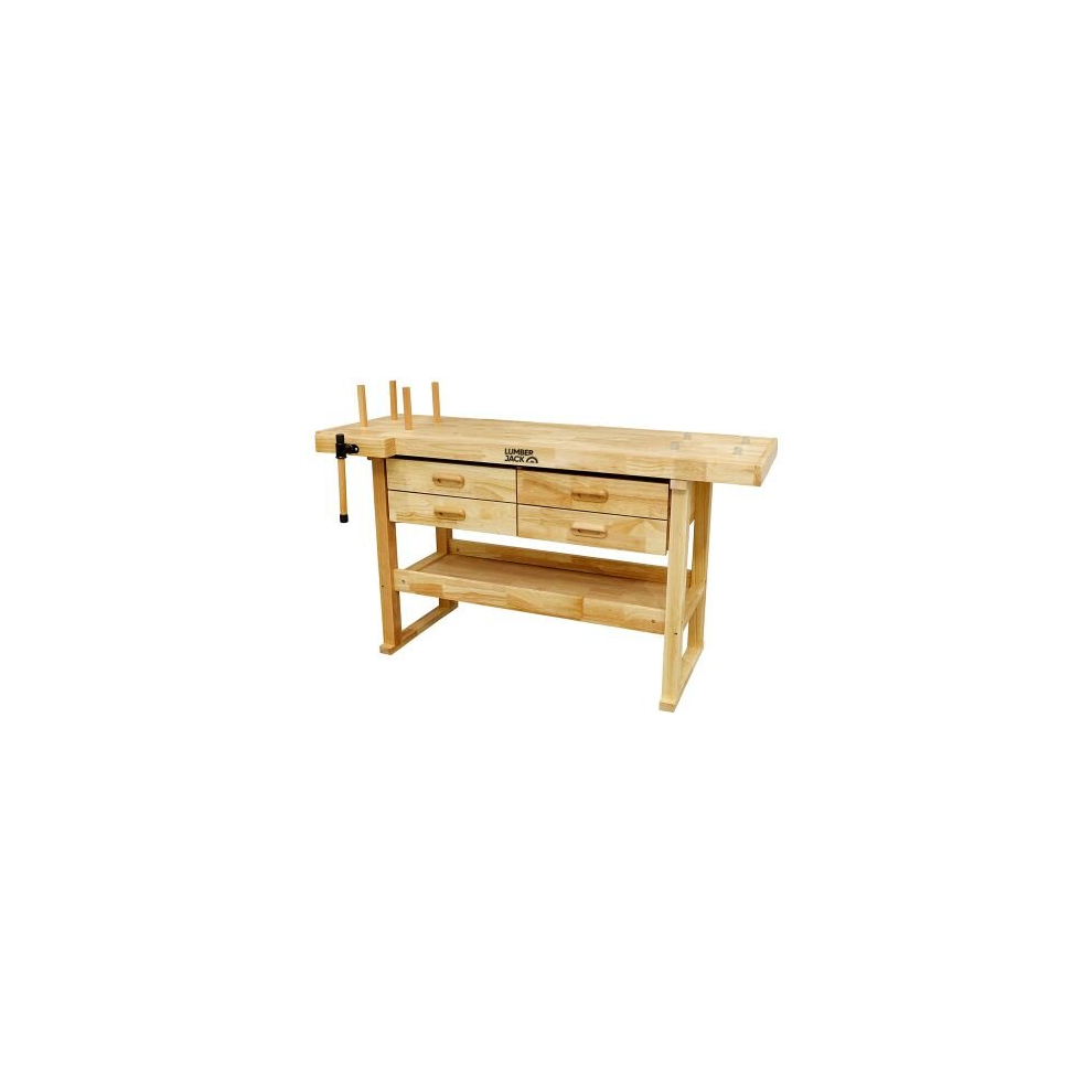 Lumber Jack Woodworking Bench Heavy Duty 4 Drawer With 7" Vice Bottom Storage Shelf X4 Metal & Wooden Dogs