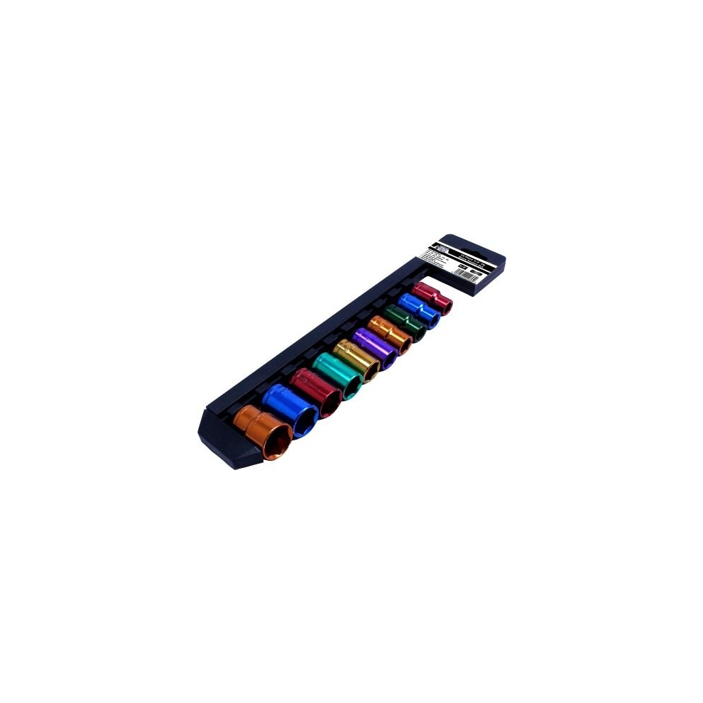 Autojack 10 Piece Socket Set Multi Coloured, 1/2" Square Drive Metric Standard Sockets, Corrosion Resistance 5060504000369