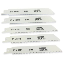 LUMBER JACK 150mm Reciprocating Saw Blades 6 TPI Bi-Metal Wood Cutting, Metal & PVC Recip Blade for Bosch Dewalt Makita and Many Others