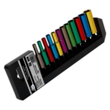 Autojack 1/4" Deep Socket Set 12 Piece Metric Multi Coloured Sockets with Included Storage Rack, Premium Chrome Finish for Corrosion Resistance