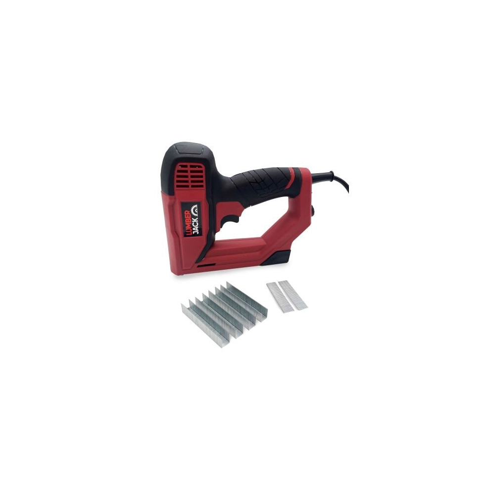 LUMBER JACK Electric Nail Gun/Staple Gun for DIY Project of Upholstery, Carpentry and Woodworking, Including Staples and Nails